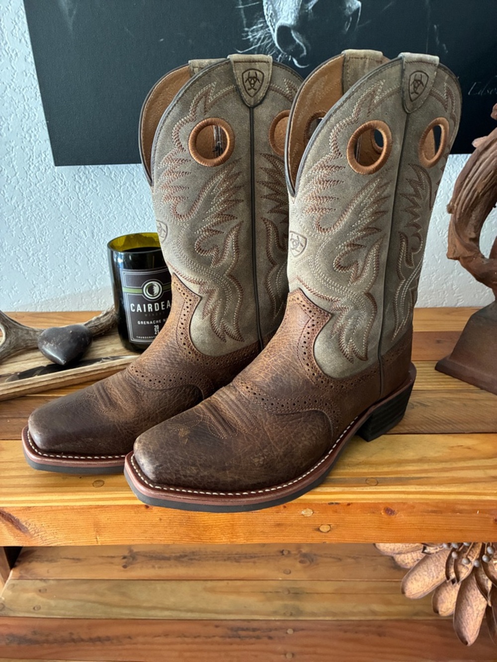 Ariat Brown Foot with Tan Shaft Men's Western Pull-On Boots